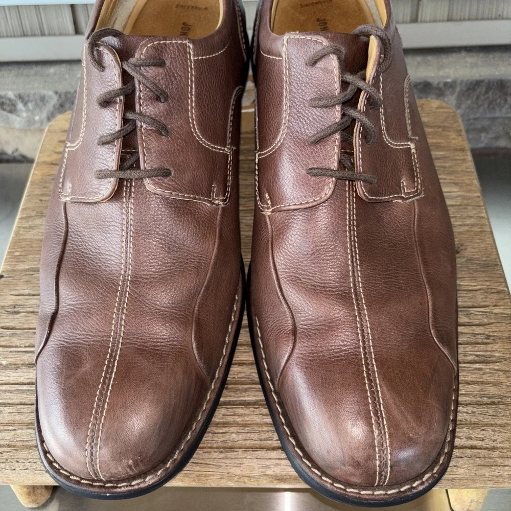 Johnston & Murphy Brown Sheepskin Lined Leather Oxford Shoes Men's 13 M Brazil